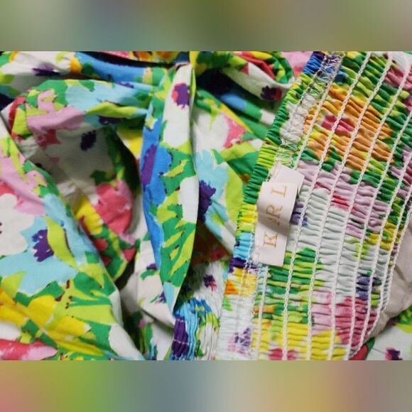 Karlie: Bright Floral Poplin Tier Tie Back Dress size M - Picture 11 of 11